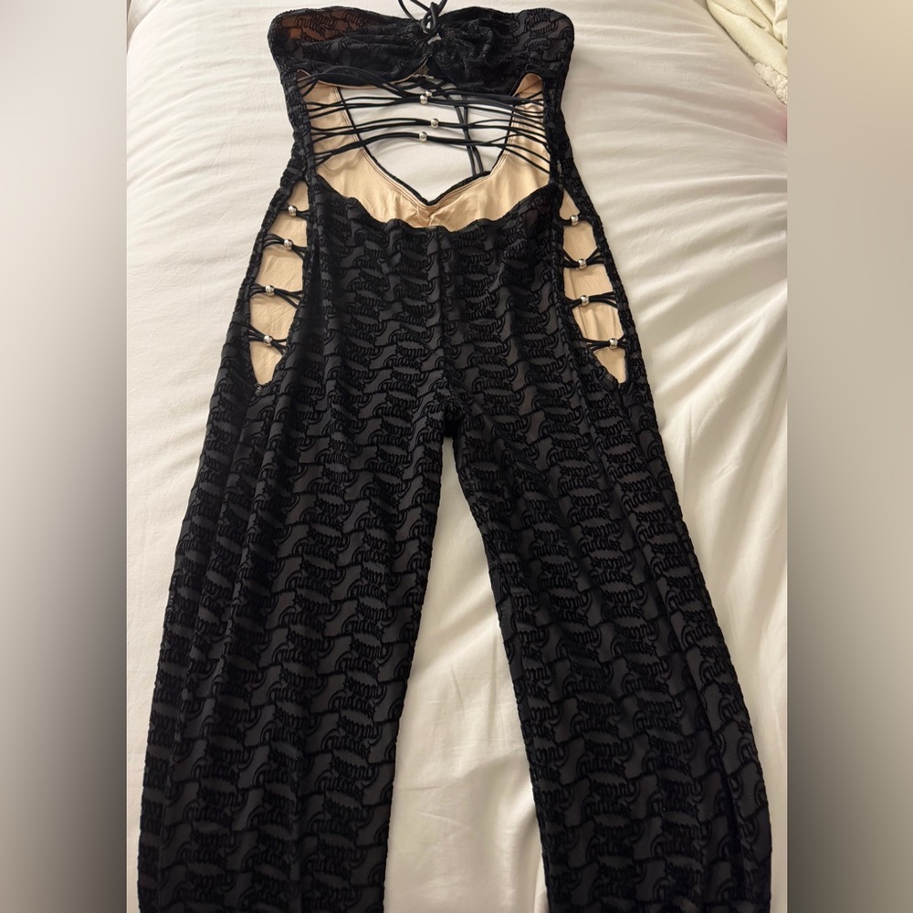 Chic Black Lace-Up Women's Jumpsuit